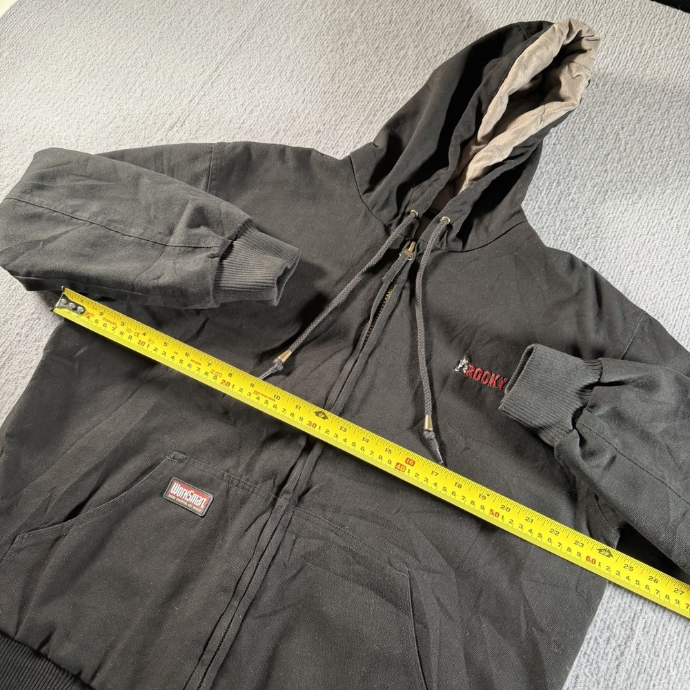 Rocky Workwear Jacket Mens Large Duck Canvas Lined Hooded Thinsulate Black - Picture 5 of 6